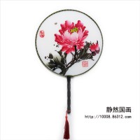靜然國畫-牡丹圓扇-JR-YSMD-10005