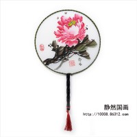 靜然國畫-牡丹圓扇-JR-YSMD-10006