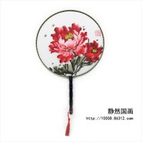 靜然國畫-牡丹圓扇-JR-YSMD-10008