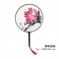 靜然國畫-牡丹圓扇-JR-YSMD-10010