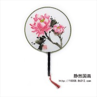 靜然國畫-牡丹圓扇-JR-YSMD-10012