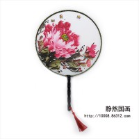 靜然國畫-牡丹圓扇-JR-YSMD-10015