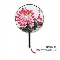 靜然國畫-牡丹圓扇-JR-YSMD-10016